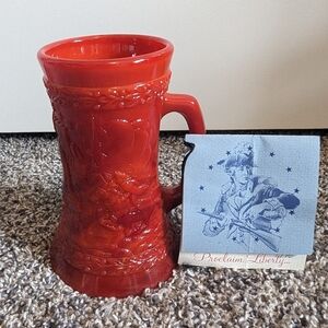 Fenton Red Slag Glass Mug Stein 1976 Library Bell